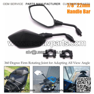 7/8" 22mm Handle Bar End Rearview Side Mirrors Universal Motorcycle ATV UTV 360