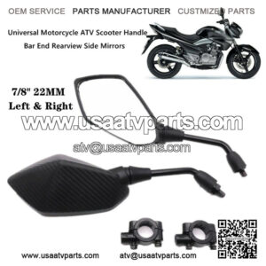 7/8" L&R Motorcycle ATV Scooter Universal Handle Bar End Rearview Side Mirrors