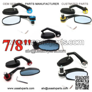 Motorcycle ATV Scooter 7/8" Handle Bar End Rearview Side Mirrors