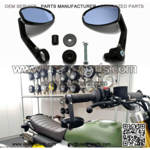 Motorcycle 7/8" Handle Bar End Mirrors Black For Chopper Bobber Cafe Racer ATV