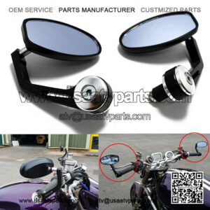 BLACK 7/8" HANDLE BAR END MIRRORS FOR CUSTOM BOBBER CAFE RACER BUELL CLUBMAN ATV