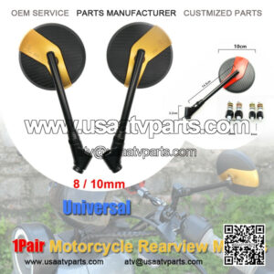 1 Pair Round 8 / 10mm Handle Bar End Rearview Mirrors Motorbike ATV Universal