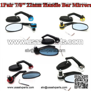 7/8" 22mm Motorcycle ATV Scooter Handle Bar End Rearview Side Mirrors