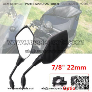 Pair of Motorcycle ATV Scooter 7/8" 22mm Handle Bar End Rearview Side Mirrors