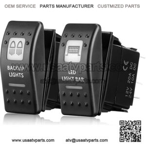 Waterproof 5 Pin Zombie Lights Rocker Switch Laser SPST ON/Off Two LED Backlit Blue Light 20A 12V for Auto Automotive Motorcycle Truck Boat Marine Off-Road ATV