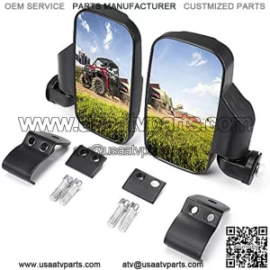 UTV Side Mirrors Compatible With Ranger General w/Pro-Fit and Compatible With Can-Am Defender Maverick Trail w/ Profiled Tube Adjustable break-Away Rear View Side Mirror