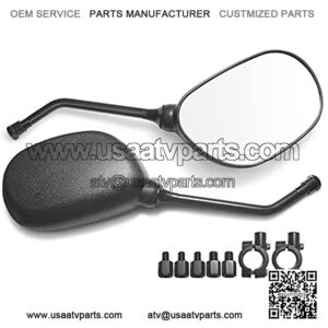 Autopher Pair Set of Motorcycle Side Rear View Mirror with Black Bolts 7/8" Handle Bar Mount Clamp, Compatible with Honda Yamaha Polaris ATV Dirt Bikes