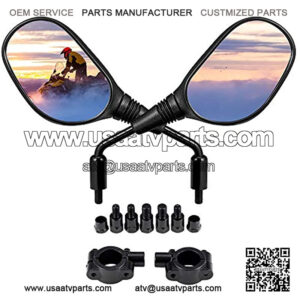 ATV and Motorcycle Rear View Mirrors for 7/8 Inch Handlebars, 360 Degrees Ball-Type Adjustment, 8MM and 10MM Screws Compatible with Sportsman Scrambler FourTrax Snowmobile Bicycle