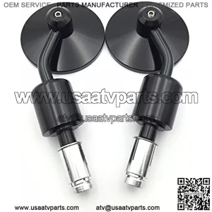 MT425-25- A Set CNC Black Rear View Handle Bar End Round Mirrors 1" 1 inch 25mm Compatible with V-Star Virago Warrior Royal Star Harley CB1000R Suzuki Boulevard Intruder Kawasaki