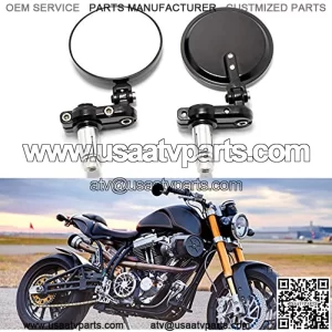 Universal CNC Motorcycle Foldable 7/8" Handle Bar End Mirrors Rearview Side Round compatible with Cafe Racer Street Bike Dirt Bike Chopper