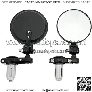 Bar End Mirrors, Autopher Motorcycle Mirror 3 Inch Round Folding Rearview Convex Mirrors 7/8" Handlebar Compatible with Honda Scooter Kawasaki Victory Yamaha ATV