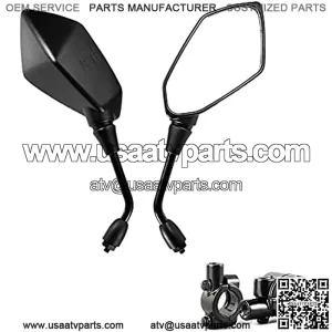 Universal Heavy Duty Motorcycle Convex Rear View Mirror,Mirror for Bike,Atv with 2pcs 10mm Bolt, 7/8" Handle Bar Mount Clamp Compatible with Kawasaki, Suzuki, Cruiser,Honda, Victory and More-Pair, B