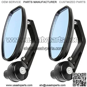 Etopar Black 7/8" Inch Aluminum Motorcycle Handlebar End Side Mirror Scooter Bike Rear View Mirror ATV Sport Rearview Handle Bar Blue Len Anti Glare