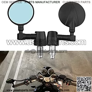 Motorcycle Handle Bar End Mirrors - Universal 7/8" 22mm Round Motorcycle Rear View Side Mirrors Fit for Cafe Racer Bobber Cruiser Scooter Bike ( Black )