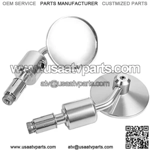 7/8" Hand Bar Rear View Mirrors, Keenso Adjustable 3" Round End Side Mirrors Motorcycle Sidemirror Dirt Bike Scooter ATV(Silver)