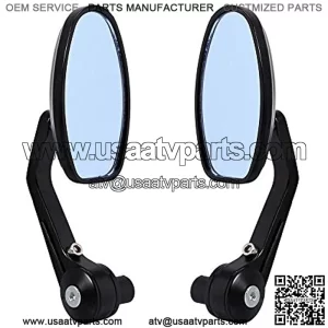 Black 7/8" Inch Motorcycle Motorbike Rear View Side Mirror Aluminum Rearview 22mm 25mm Handlebar End ATV Scooter Bike