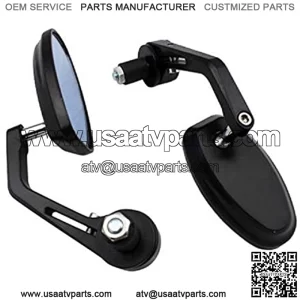 2PCS 7/8" Aluminum Rear View Mirrors Handle Bar End Oval for Motorcycle (Black)