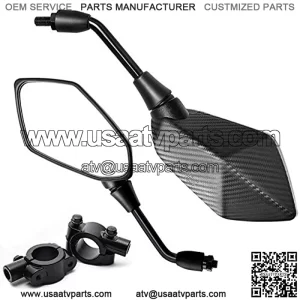 2021 UpgradedMotorcycle Convex Rear View Mirror, Mirrors for Bike,Motorcycle,Atv,Scooter, With 10mm Bolt, 7/8" Handle Bar Mount Clamp for Cruiser, Suzuki Honda, Victory and More