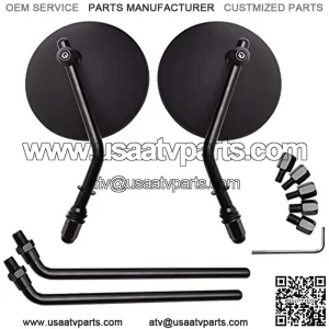 3.8" Motorcycle Handle Mirror Round Rear View Side Mirrors 8mm 10mm Universal Fit for Honda CB350 CB1100 Guide ATV Dirt Bike Cruiser Chopper Yamaha MT03 MT07 - Black #1