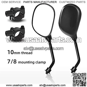 Universal Adjustable ATV Motorcycle 360 Degrees Ball-Type Side Rearview Mirror with 7/8" Handlebar Mount Compatible for Motorcycle, Scooter, Atv, Dirt Quad Bike, Etc.