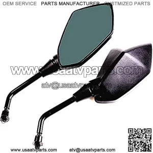 Heavy Duty Motorcycle Rear View Side Mirrors-10mm Clockwise Threaded Mounting Bolt-Fits for Kawasaki, Suzuki, Honda, Victory and More-Pair