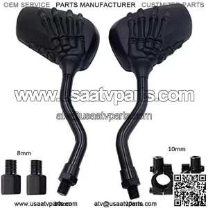 Universal Motorcycle Convex Rear View Mirror with 10mm&8mm Bolt and 7/8" Handle Bar Mount Clamp for most motorbike, Street Bike, ATV, Dirt Bike, E-Bike, BMX Bicycle and Scooter (Black)