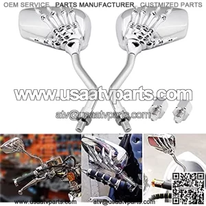8mm/10mm Motorcycle Skull Skeleton Rearview Side Mirrors Compatible with Honda Yamaha Kawasaki Suzuki Aprilia