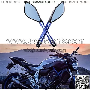 8mm 10mm Motorcycle Rearview Mirror Side Rear view Mirrors For Motorcycle Dirt Bike Quad Street Bike Adventure Snowmobile Jet ski Scooter Coolster Moped GY6 ATV's (Blue)