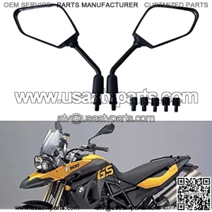 1Pair Heavy Duty Motorcycle Rear View Side Mirrors-8mm 10mm Clockwise Threaded Mounting Bolt-Fits for Kawasaki, Suzuki, Honda, Victory and More