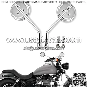 Universal  3" Round Motorcycle Rear View Mirrors, 8mm 10mm Adjustable Handlebar Motorcycle Side Mirrors Set for Cafe Racer Dirt Bikes Motorbike Scooter ATV