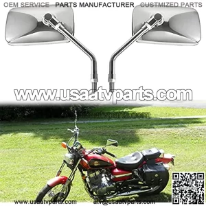 Espejos cromados para motocicleta de 10 mm, espejos retrovisores universales para motocicleta, espejo de motocicleta para Aprilia, Honda, Kawasaki, Suzuki, Street Bike y Cruiser Chopper (rectngulo, 1
