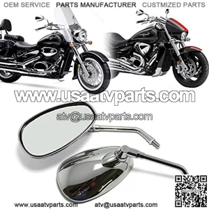 Espejos laterales cromados para motocicleta Kawasaki Suzuki Chopper Scooter 10 mm