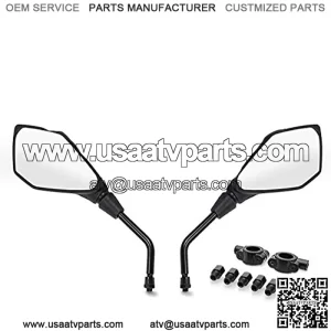 ATV Mirrors | Universal Rear View 7/8 Handlebar Mount Side Compatible with Motorcycle Dirt Bike Quad Street Bike Adventure Snowmobile Jet ski Scooter Coolster Moped GY6 ATV's