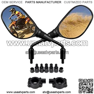 Motobiker ATV and Motorcycle Rear View Mirrors -360 Degrees Ball-Type Adjustment-with 8mm 10mm Threaded Bolt , 7/8" Handle Bar Mount Clamp for Polaris, Honda,Yamaha, Kawasaki, Suzuki, Snowmobile