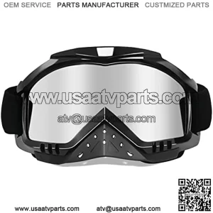 Dmeixs Motorcycle Goggles Dirt Bike Goggles Grip For Helmet Anti UV Windproof Dustproof Anti Fog Glasses for ATV Off Road Racing with Cool Look Headwear Silver Lens 2 in 1