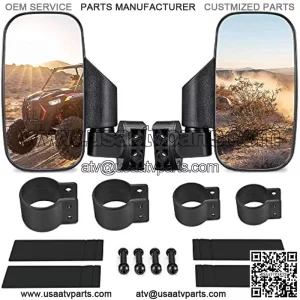 UTV Side Mirrors with 1.75" -2" Roll Bar Cage, UTV Mirrors 360 Degree Adjustable SXS Mirrors Compatible with Polaris RZR Kawasaki Teryx Mule Pioneer Yamaha Rhino YXZ