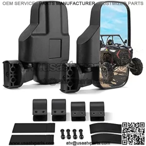UTV Mirrors, KEMIMOTO UTV Side Mirrors Fits 1.6-2 IN Roll Cage Compatible with Pioneer Polaris RZR 900 1000 Can Am Kawasaki Mule Rhino YXZ Zforce Shatter Proof Tempered Glass