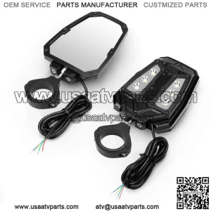 KEMIMOTO 1.75"/2" Rear View Side Mirrors w/Light For Polaris General Honda Talon