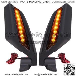 LED Light Rear Racing Side Mirrors For Can Am Maverick X3 Max Turbo R 2017-2024