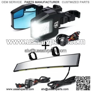 1.75"-2" Roll Bar UTV Rear View Center & Side Mirrors for Can-Am Maverick X3 MAX