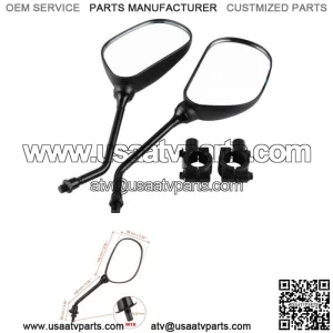 2X 22mm Universal ATV Rear View Side Mirrors With 10mm Mirror Holder Thread Hole