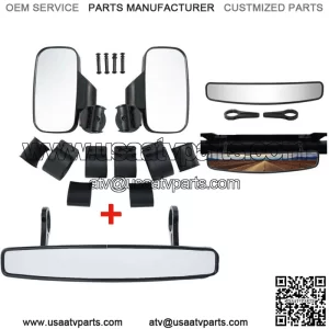 1.75" Rear & Side View Mirrors Set For UTV Rhino Polaris Ranger Kawasaki Gator (For: More than one vehicle)