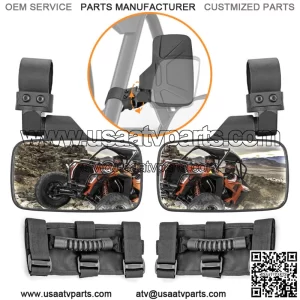 Rear Side View Center Mirror Set 1.75" 2" Clamp For Kawasaki Teryx-4 Mule 1000 (For: More than one vehicle)