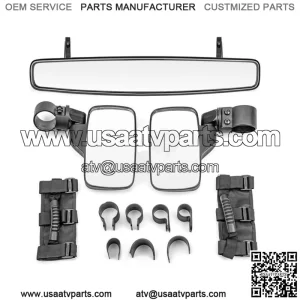 Rear View Center Side Mirrors + Grab Handles For Polaris Ranger 570 800 Mid Size (For: More than one vehicle)
