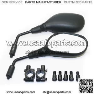 Motorcycle Rearview Mirror, E24 Certified Universal 8mm 10mm Bolt 7/8 Inch Handle Bar Mount Clamp Motorbike Convex Rear View Mirror fit Honda ATV Dirt Bike Scooter Kawasaki E-Bike Bicycles