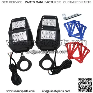 For UTV Polaris RZR 1.75"-2" Roll Cage Rear View Side Mirrors with LED Lights