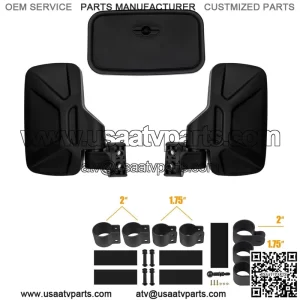 UTV Side Mirror And Center Mirror Set 1.6" to 2" Bar Compatible with Polaris RZR Ranger Can-Am Maverick Yamaha Rhino Kawasaki Honda Pioneer Talon Arctic Cat Adjustable Rear view Mirror