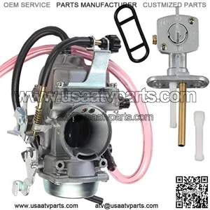 KLF300 Carburetor for Kawasaki BAYOU 300 KLF 300 1986-1995 1996-2005 Carb with Fuel Gas Petcock Valve Switch Pump by TOPEMAI