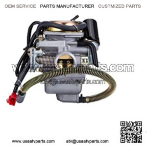 PD24J Carburetor for 4- Stroke GY6 125cc 150cc 152QMI 157QMJ Engine Scooter ATV Go Kart Kazuma Baja Kymco Tank with Fuel Filter Spark Plug Intake Manifold and Adjusting Shims