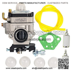 15mm Carburetor with Gasket Primer Blub Fuel Line Fuel Filter Replacement for 43cc 47cc 49cc 50cc 2 Stroke Mini Pocket Bike Chopper ATV Quad Dirt Bike Super Gas Scooter Bike